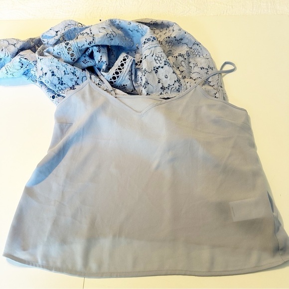 Express Puff Sleeve Lace Pale Blue Top NWT - XS - Picture 9 of 16